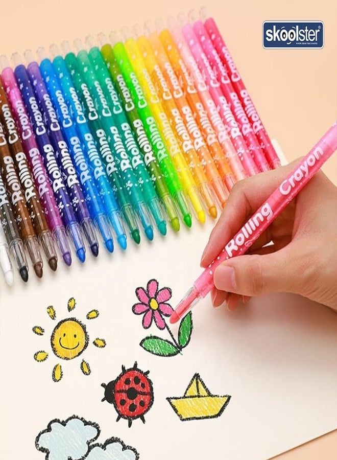 Skoolster Rolling Crayon Twistable Color Set With Premium Hard Box, Bright & Playful Colors, Smooth Japanese Technology, Perfect For Kids & Young Artists, Ink Color-Multicolor (Unicorn-12,Blue) - Image 5